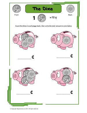 Preview image for worksheet with title The Dime