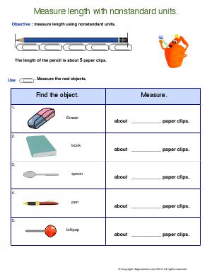 Preview image for worksheet with title Measure Length With Nonstandard Units