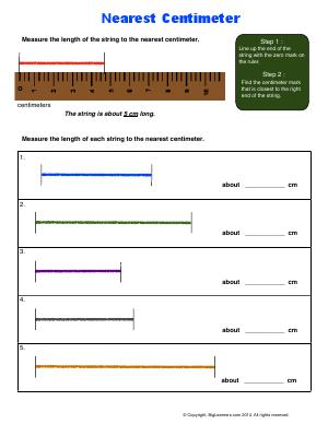 Preview image for worksheet with title Nearest Centimeter