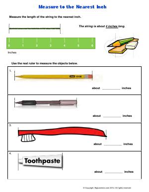 Preview image for worksheet with title Measure to the Nearest Inch