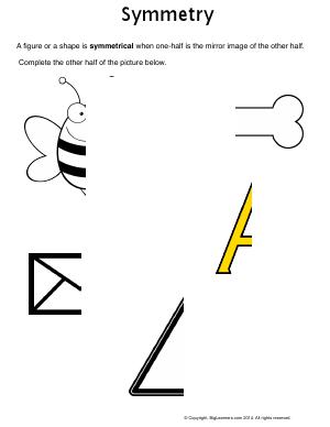 Preview image for worksheet with title Symmetry