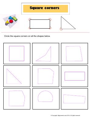 Preview image for worksheet with title Square Corners