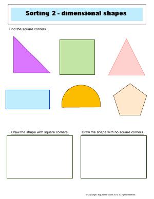 Preview image for worksheet with title Sorting 2 - Dimensional Shapes
