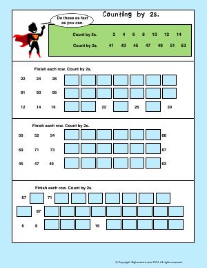 Preview image for worksheet with title Counting by 2s.