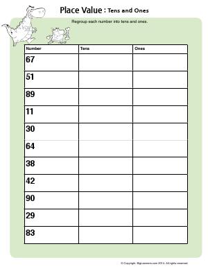 Preview image for worksheet with title Place Value