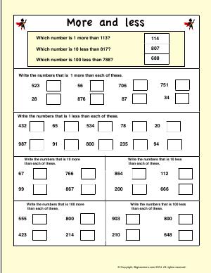 Preview image for worksheet with title More and Less