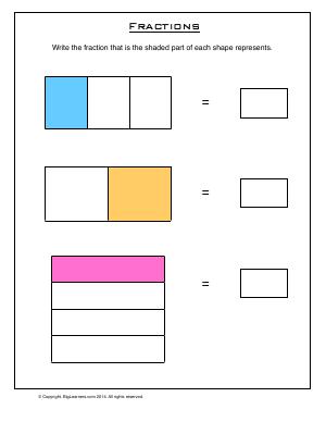 Preview image for worksheet with title Fractions