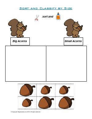 Preview image for worksheet with title Sort and Classify by Size