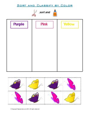 Preview image for worksheet with title Sort and Classify by Color