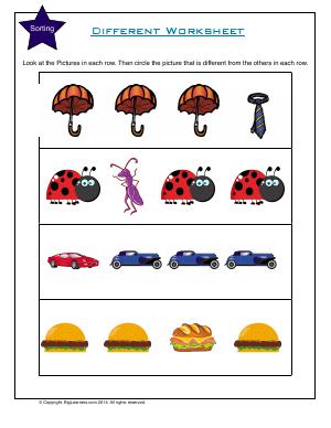 Preview image for worksheet with title Different Worksheet