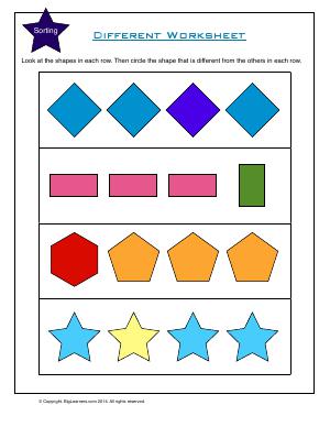 Preview image for worksheet with title Different Worksheet
