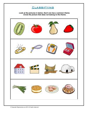 Preview image for worksheet with title Classifying