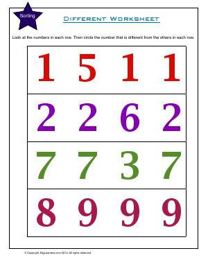 Preview image for worksheet with title Different Worksheet