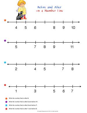 Preview image for worksheet with title Before and After on a Number Line