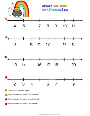 Preview image for worksheet with title Before and After on a Number Line