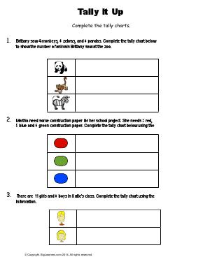 Preview image for worksheet with title Tally It Up